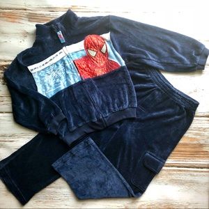 SpiderMan Embroidered Velour Track Suit 6 NWT